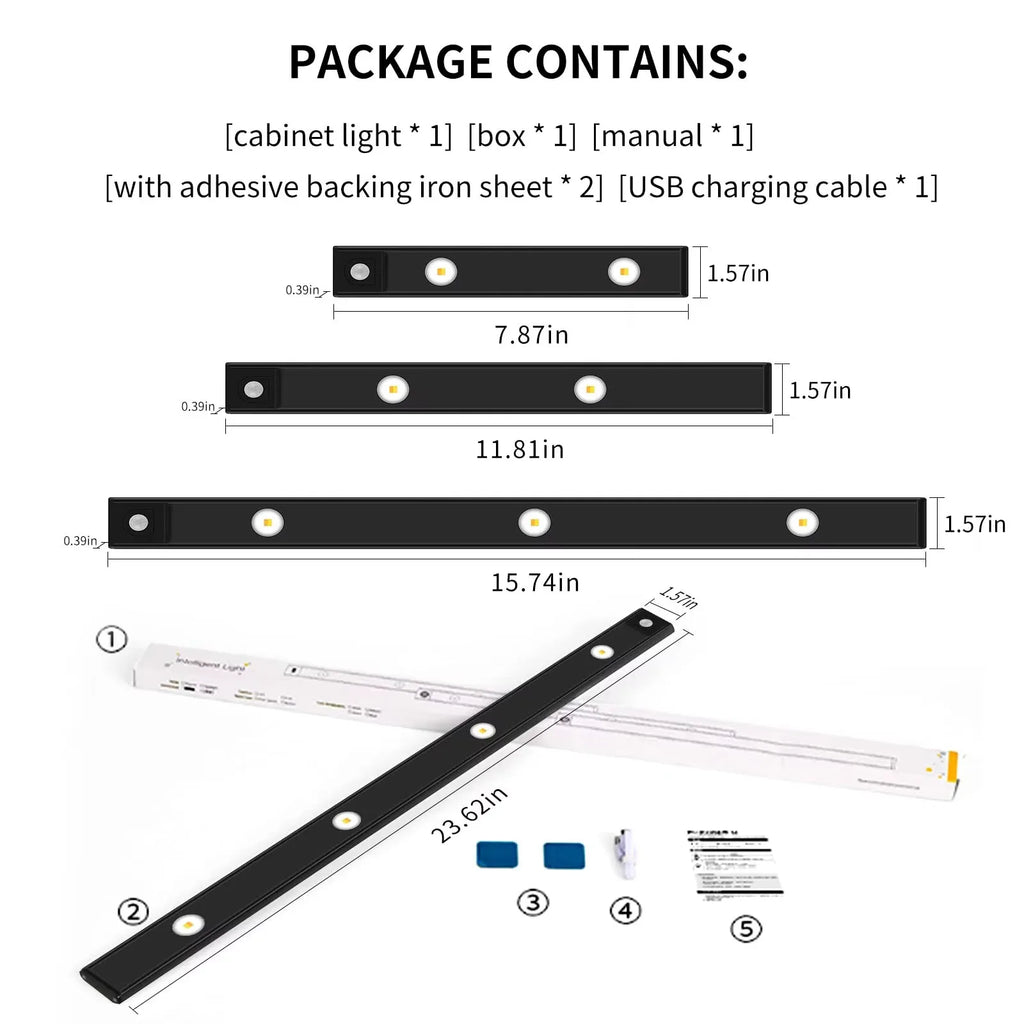LED Ultra Thin Under Cabinet Lights Motion Sensor night light Wireless 3Color Dimmable For Kitchen Cabinet Bedroom Wardrobe Ligh