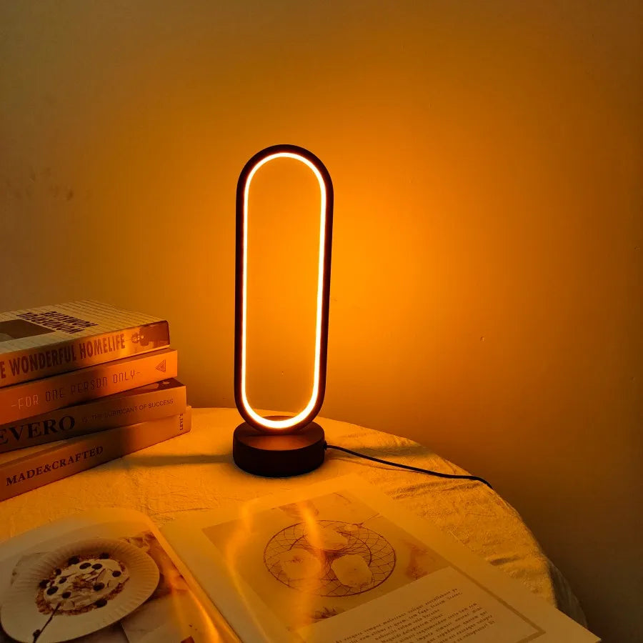 1PC Lamp Bedroom Ring Lamp Living Room Three-color Dimming Bedside Lamp LED Night Light