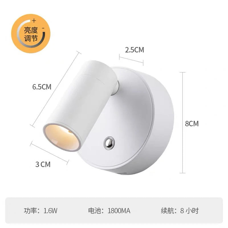 Magnetic USB Rechargeable LED Wall Light – Cordless Touch-Control Reading Lamp for Bedside Use
