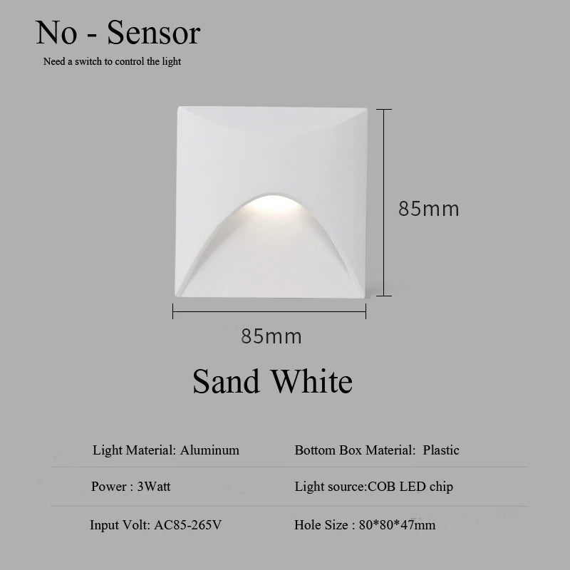 Waterproof LED Recessed Step Light – Outdoor Wall Lamp for Stairs, Balcony & Walkway
