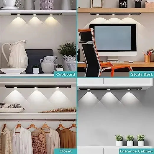 LED Ultra Thin Under Cabinet Lights Motion Sensor night light Wireless 3Color Dimmable For Kitchen Cabinet Bedroom Wardrobe Ligh