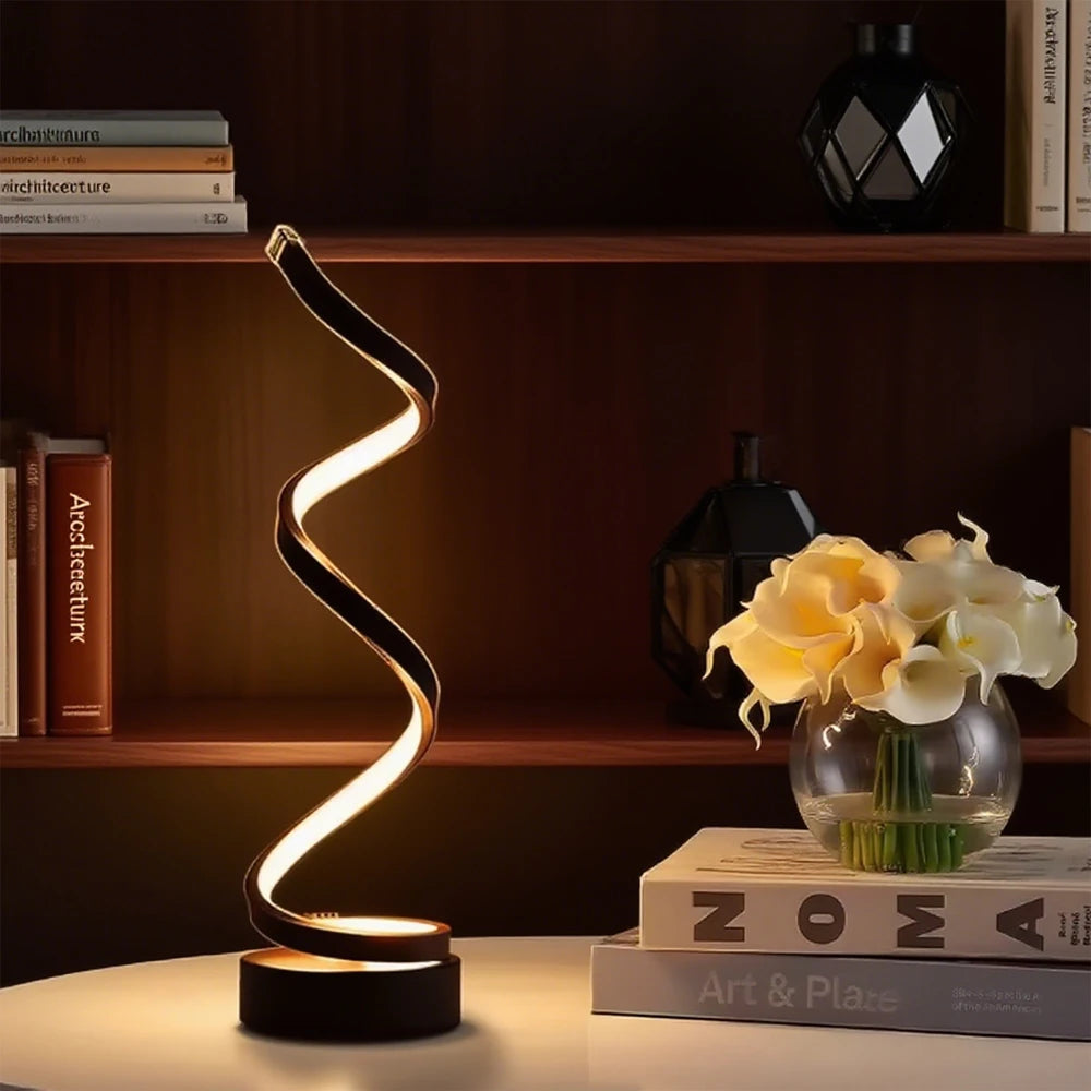LED Spiral Dimmable Table Lamp Suitable for Living Room Bedroom Study Adjustable Brightness Bedside Lamp for Office and Home Use