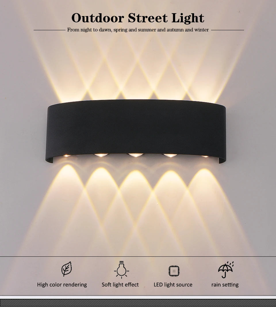 Up and Down LED Wall Lamp Waterproof Interior Wall Light For Bedroom Living Room Corridor Indoor Outdoor Lighting