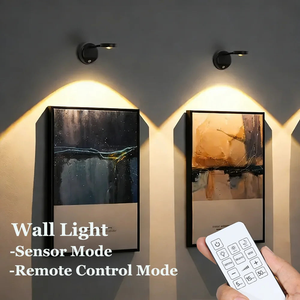 KFV Rechargeable Intelligent Human Sensing Wireless Wall Light Dimmable  3 Colors Led Spotlight for Lighting Paintings Pictures