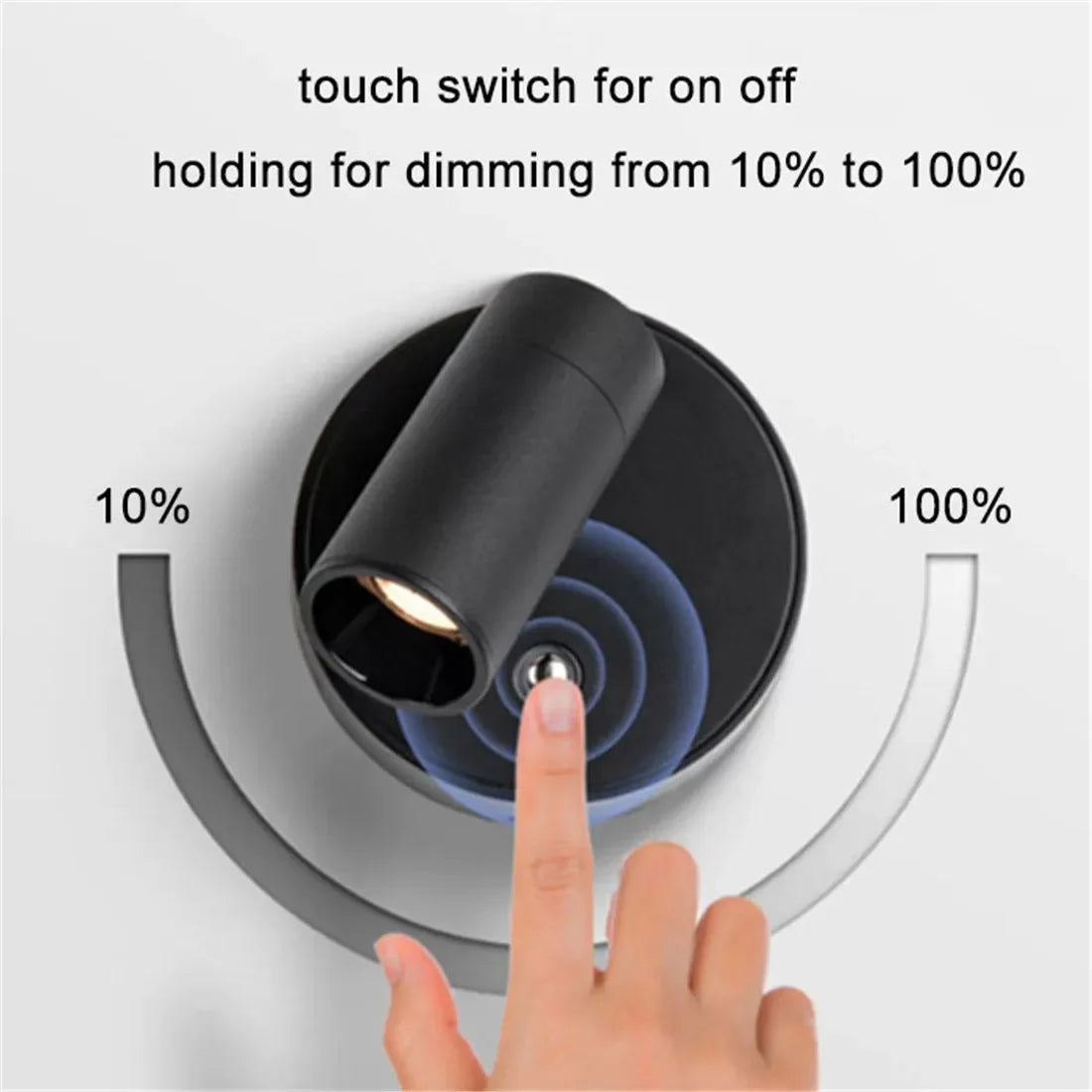 Magnetic USB Rechargeable LED Wall Light – Cordless Touch-Control Reading Lamp for Bedside Use