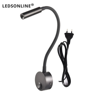 3W LED Wall-Mounted Reading Lamp – Bedside Book Light with Plug-In Cord for Study & Bedroom