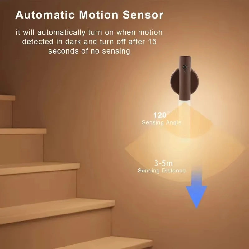Night Light Motion Sensor Night Lights Rechargeable Wall Sconces Magnetic Wall Lights Wooden Wall Lighting for Bedroom Stair
