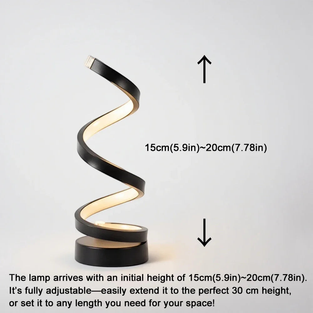 LED Spiral Dimmable Table Lamp Suitable for Living Room Bedroom Study Adjustable Brightness Bedside Lamp for Office and Home Use