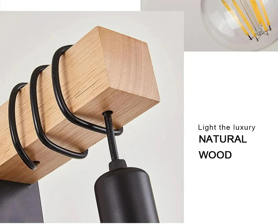 Retro Wood LED Wall Lamp E27 220V 110V Industrial Night Loft Light Fixtures Live Room Bedside Lamp Decor for Bathroom Restaurant