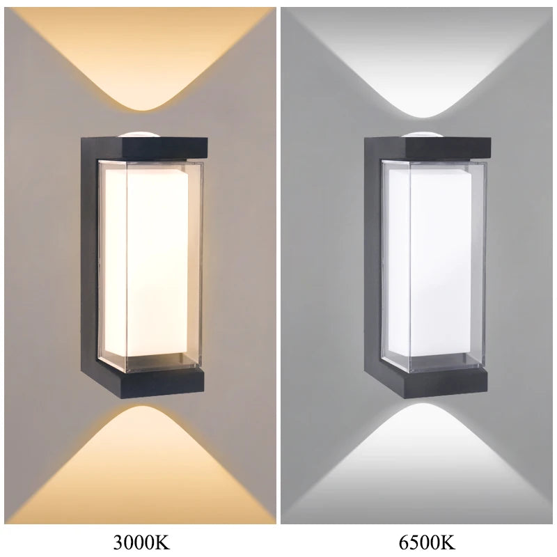Modern LED waterproof Up Down wall lamp outdoor and indoor wall light courtyard porch corridor bedroom wall sconce AC85-265
