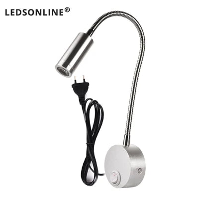 3W LED Wall-Mounted Reading Lamp – Bedside Book Light with Plug-In Cord for Study & Bedroom