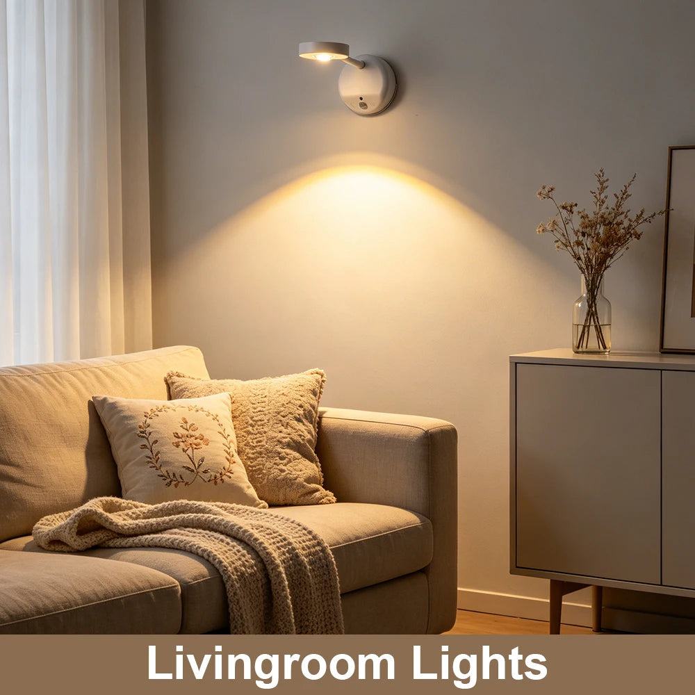 KFV Rechargeable Intelligent Human Sensing Wireless Wall Light Dimmable  3 Colors Led Spotlight for Lighting Paintings Pictures