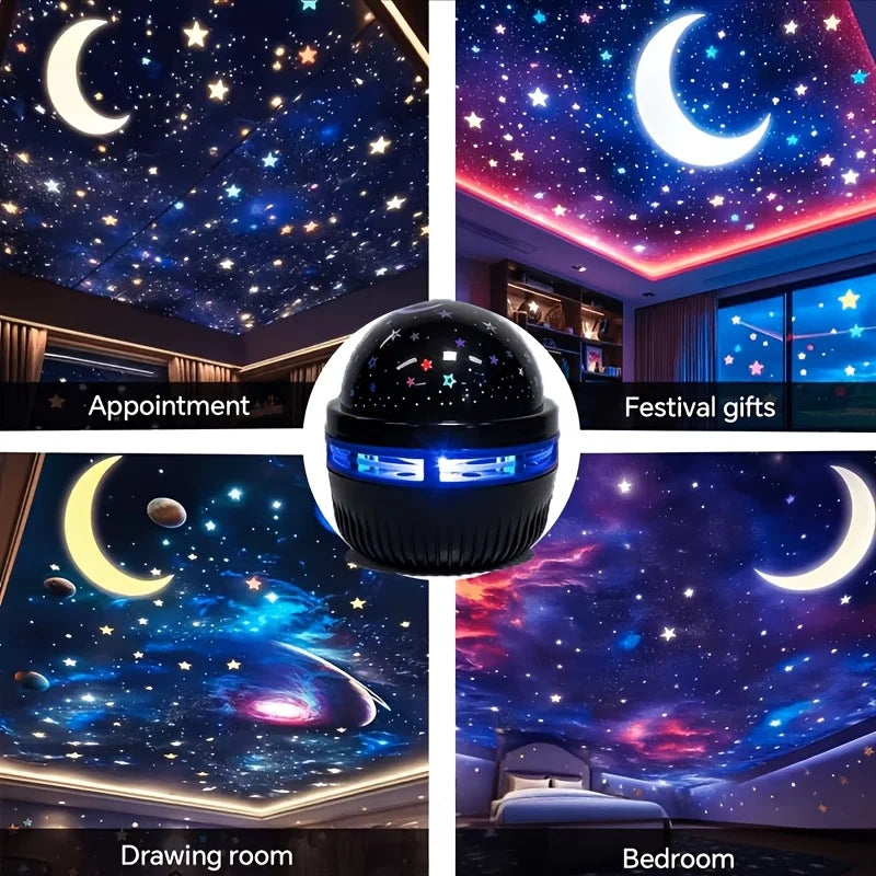 LED Starry Sky Night Lights USB Star Moon Projector Lamp 5V For Home Room Atmosphere Decorations