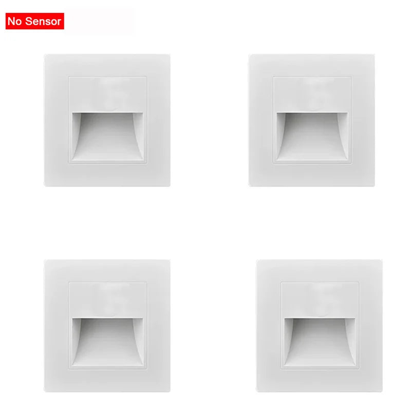 PIR Motion Sensor LED Wall Light – Recessed Staircase & Bedroom Night Light, AC 110–220V