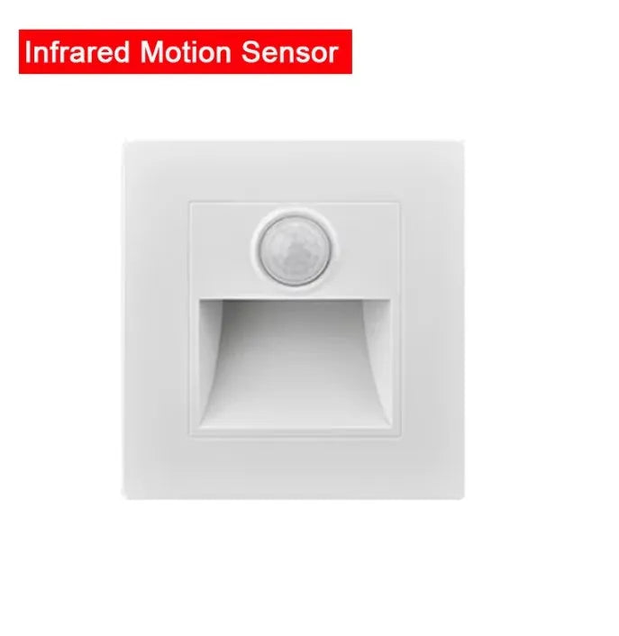PIR Motion Sensor LED Wall Light – Recessed Staircase & Bedroom Night Light, AC 110–220V