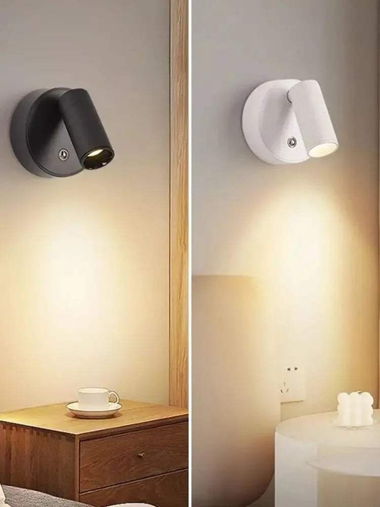 Magnetic Base USB Rechargeable LED Cordless Wall Light with Touch Switch Black White Magnet Dimmable Bedside Lamp for Reading