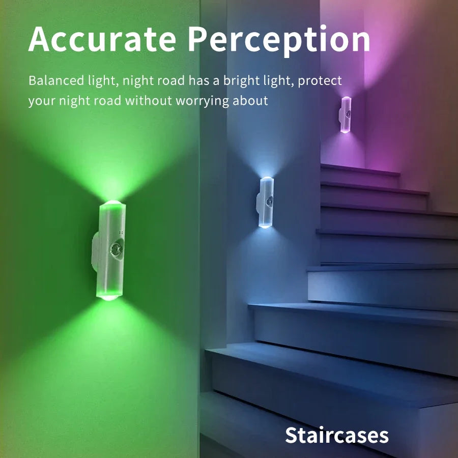 Smart RGB Gradient Wall Light Motion Sensor Magnetic Rechargeable Wall Sunset Lamp for Bedroom Closet Garden Room Decoration