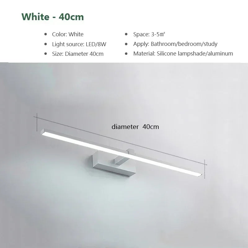 Modern LED Vanity Mirror Wall Light – Bathroom Makeup Mirror Lamp with Adjustable Brightness