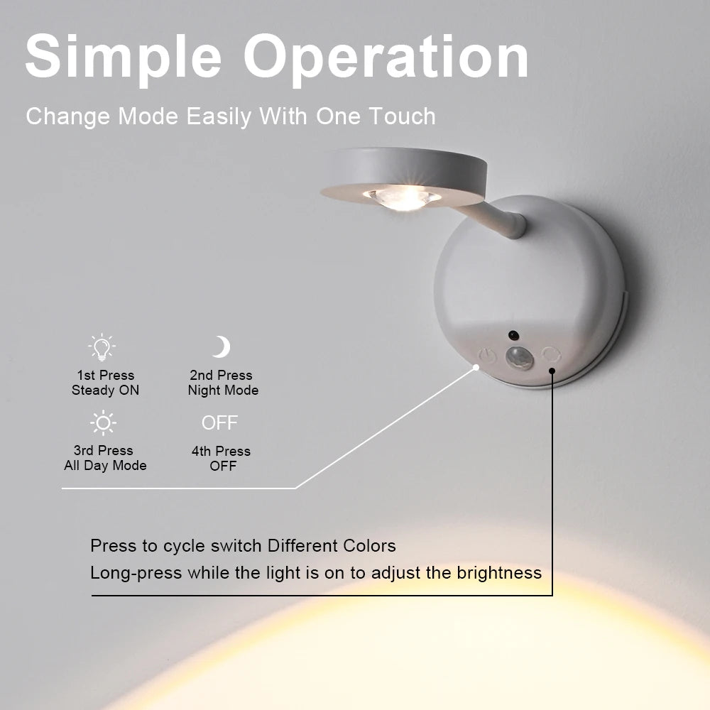 KFV Rechargeable Intelligent Human Sensing Wireless Wall Light Dimmable  3 Colors Led Spotlight for Lighting Paintings Pictures