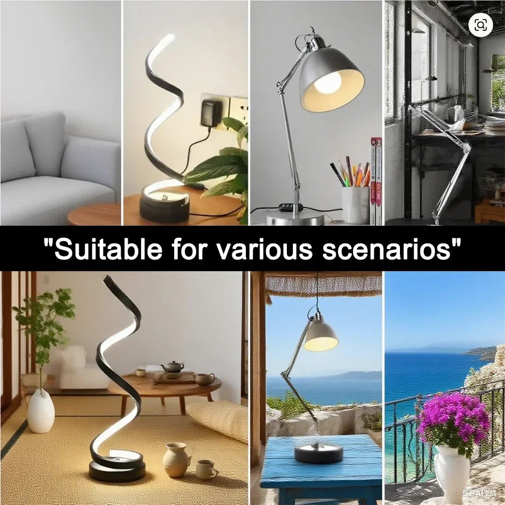 LED Spiral Dimmable Table Lamp Suitable for Living Room Bedroom Study Adjustable Brightness Bedside Lamp for Office and Home Use