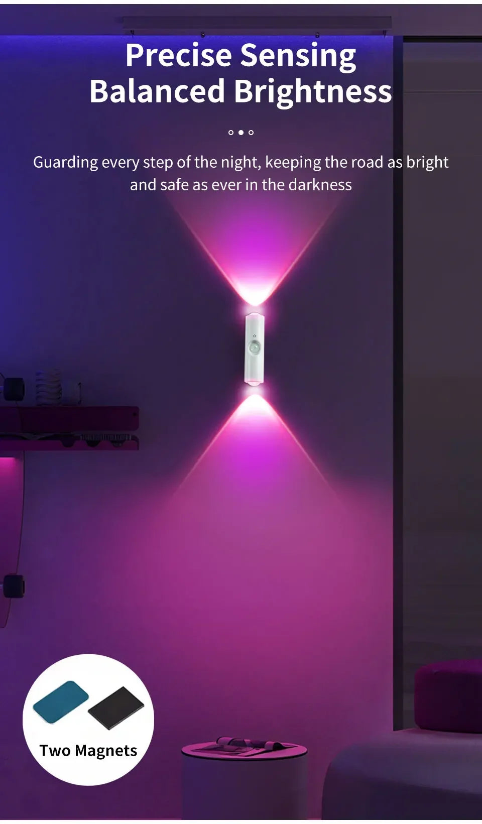 Smart RGB Gradient Wall Light Motion Sensor Magnetic Rechargeable Wall Sunset Lamp for Bedroom Closet Garden Room Decoration