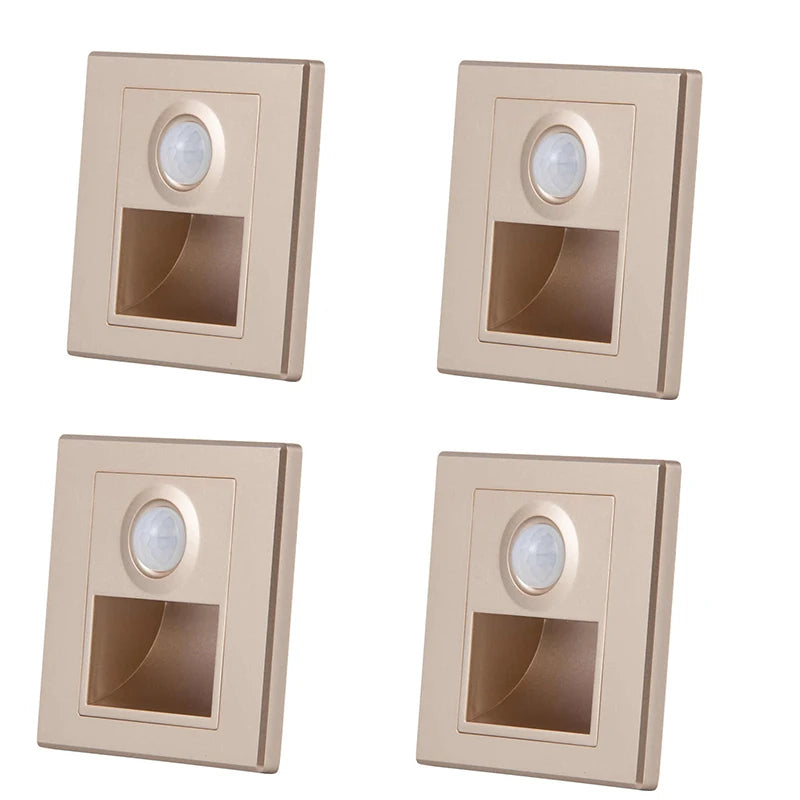 PIR Motion Sensor LED Wall Light – Recessed Staircase & Bedroom Night Light, AC 110–220V