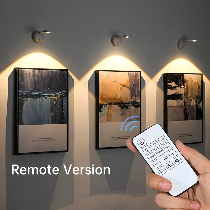 KFV Rechargeable Intelligent Human Sensing Wireless Wall Light Dimmable  3 Colors Led Spotlight for Lighting Paintings Pictures