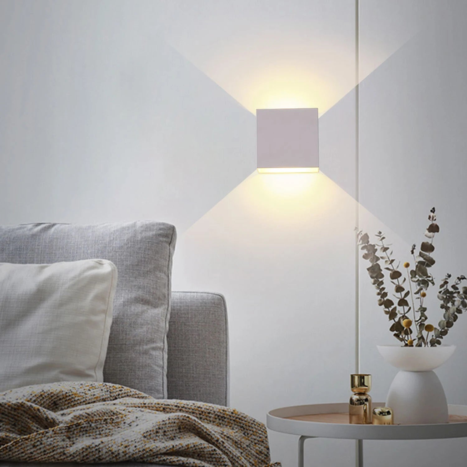 LED Wall Sconces 6W Modern Indoor Wall Lamp, White Up Down Wall Mount Lights for Living Room Hallway Bedroom Decor
