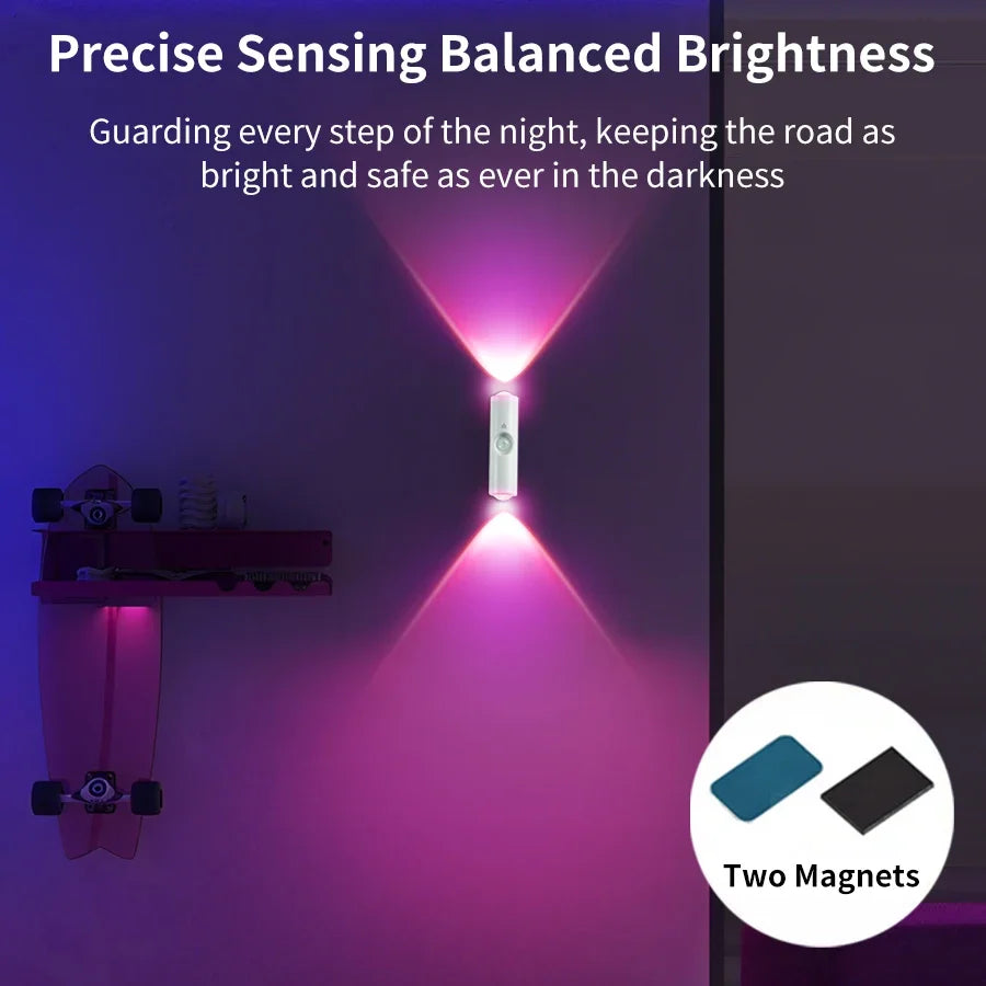 Smart RGB Gradient Wall Light Motion Sensor Magnetic Rechargeable Wall Sunset Lamp for Bedroom Closet Garden Room Decoration