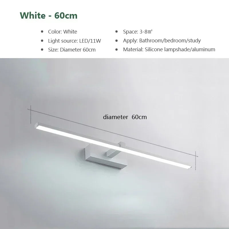 Modern LED Vanity Mirror Wall Light – Bathroom Makeup Mirror Lamp with Adjustable Brightness