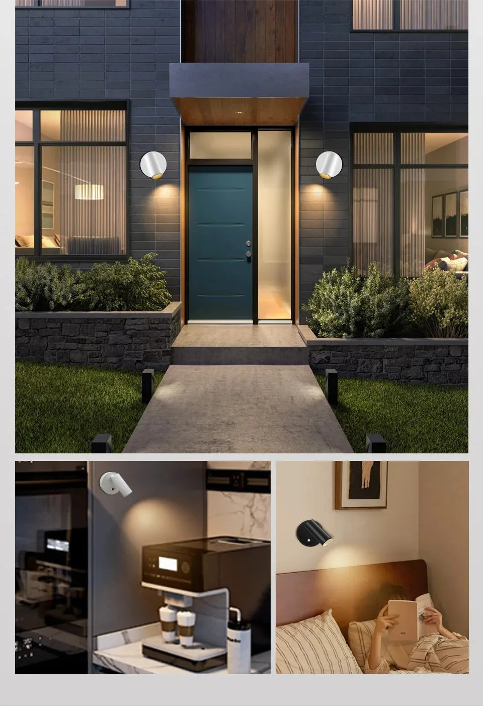 LED Light Magnetic USB Rechargeable Wall Light Spotlight Wireless No Punch Reading Light With Touch Switch Dimmable Bedside Lamp