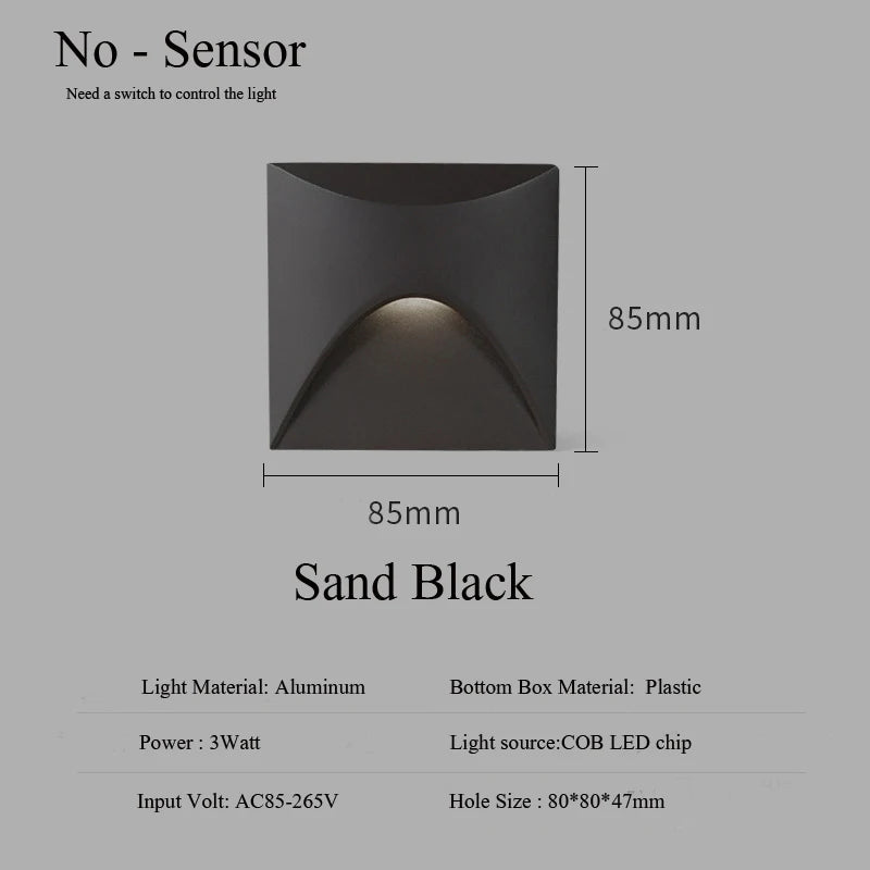 Waterproof LED Recessed Step Light – Outdoor Wall Lamp for Stairs, Balcony & Walkway