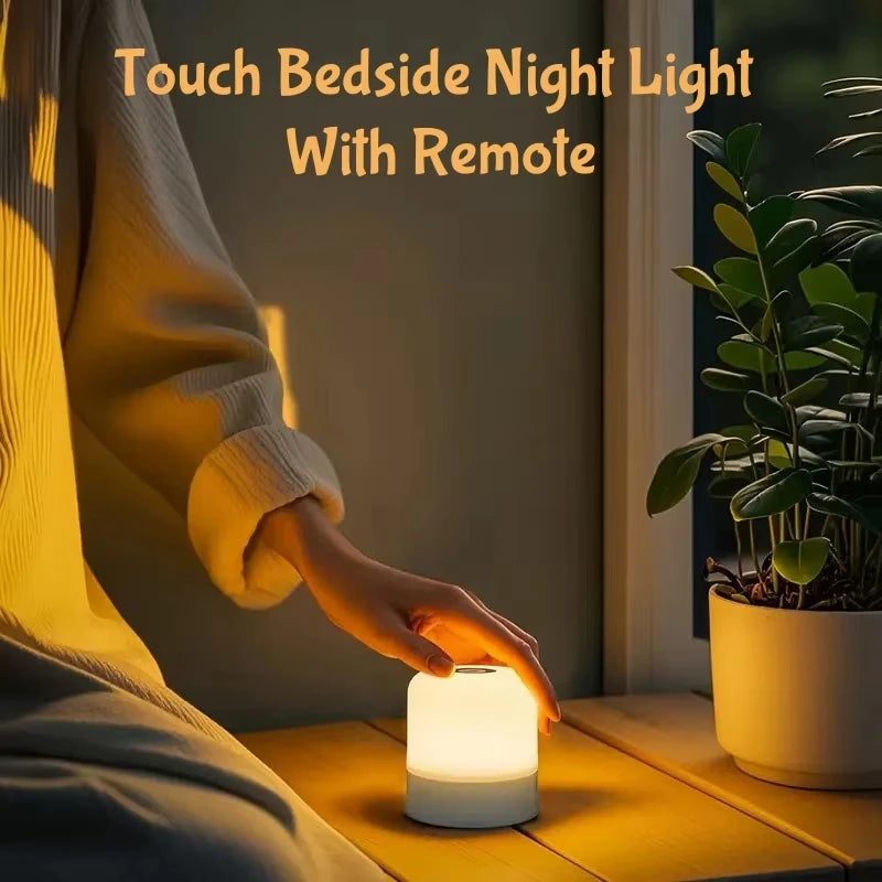 16 Colors LED Table Lamp - Touch & Remote Control Dimmable Rechargeable Bedside Night Lamp for Room Decor