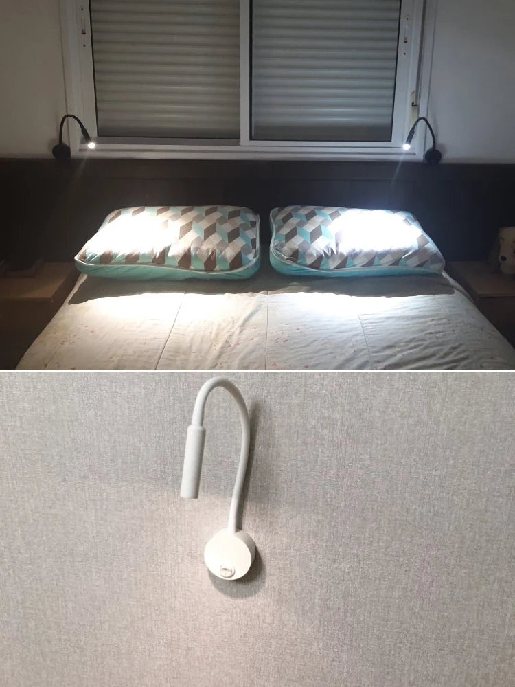 Bedside Working Study Reading Lamp Wall Lamp Sconces 3W LED Book Lamp Wall Night Light Fixtures Spot LED EU US Plug Cord