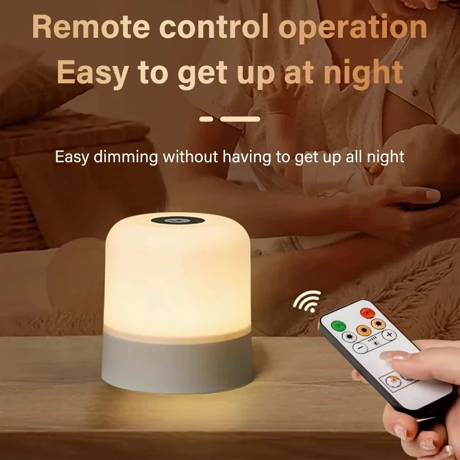 16 Colors LED Table Lamp - Touch & Remote Control Dimmable Rechargeable Bedside Night Lamp for Room Decor