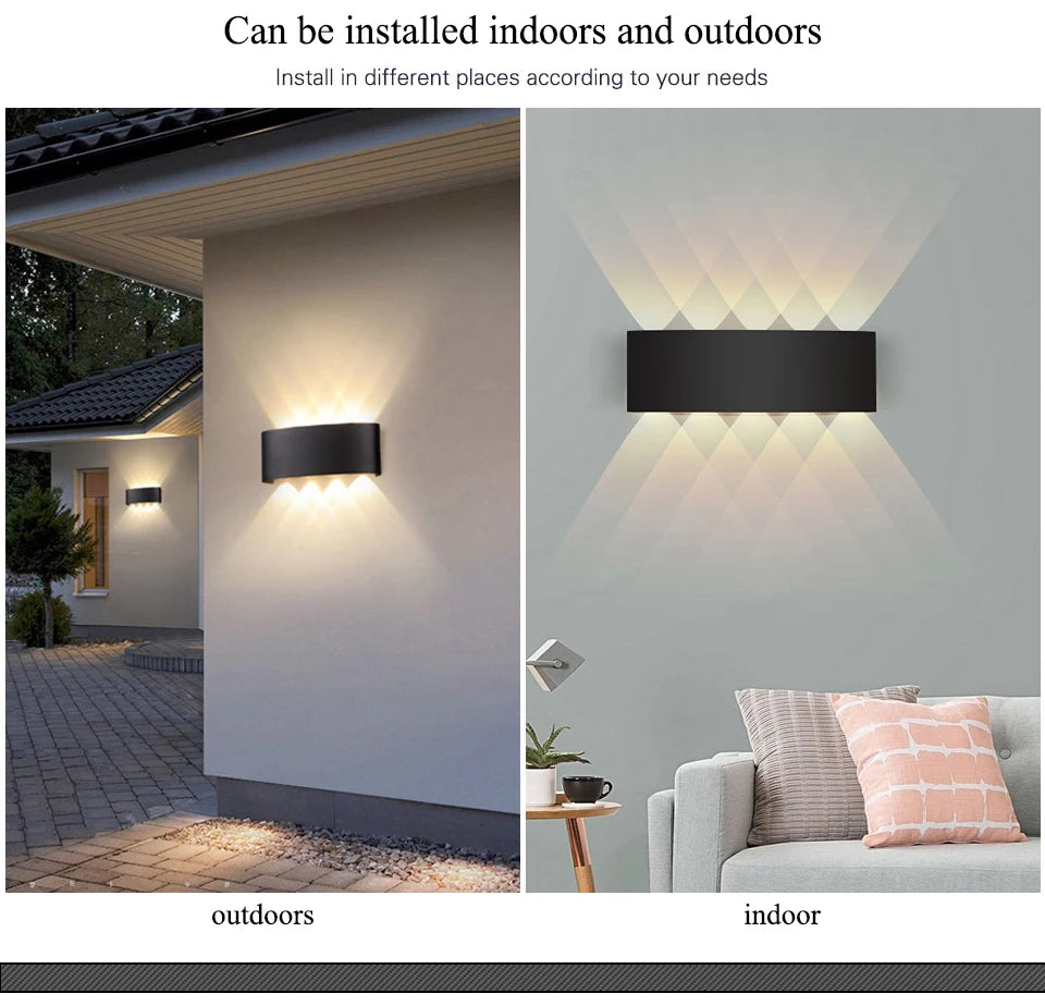 Up and Down LED Wall Lamp Waterproof Interior Wall Light For Bedroom Living Room Corridor Indoor Outdoor Lighting