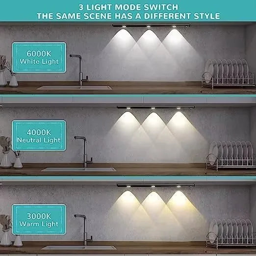 LED Ultra Thin Under Cabinet Lights Motion Sensor night light Wireless 3Color Dimmable For Kitchen Cabinet Bedroom Wardrobe Ligh