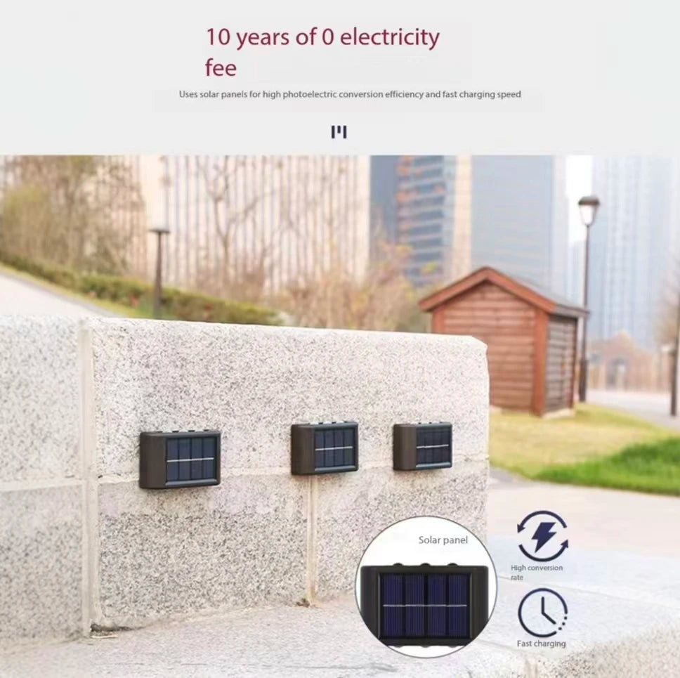 Solar LED Outdoor Wall Light Waterproof Dusk to Dawn Fence Lamp for Garden Yard Porch Pathway Patio Home Decor