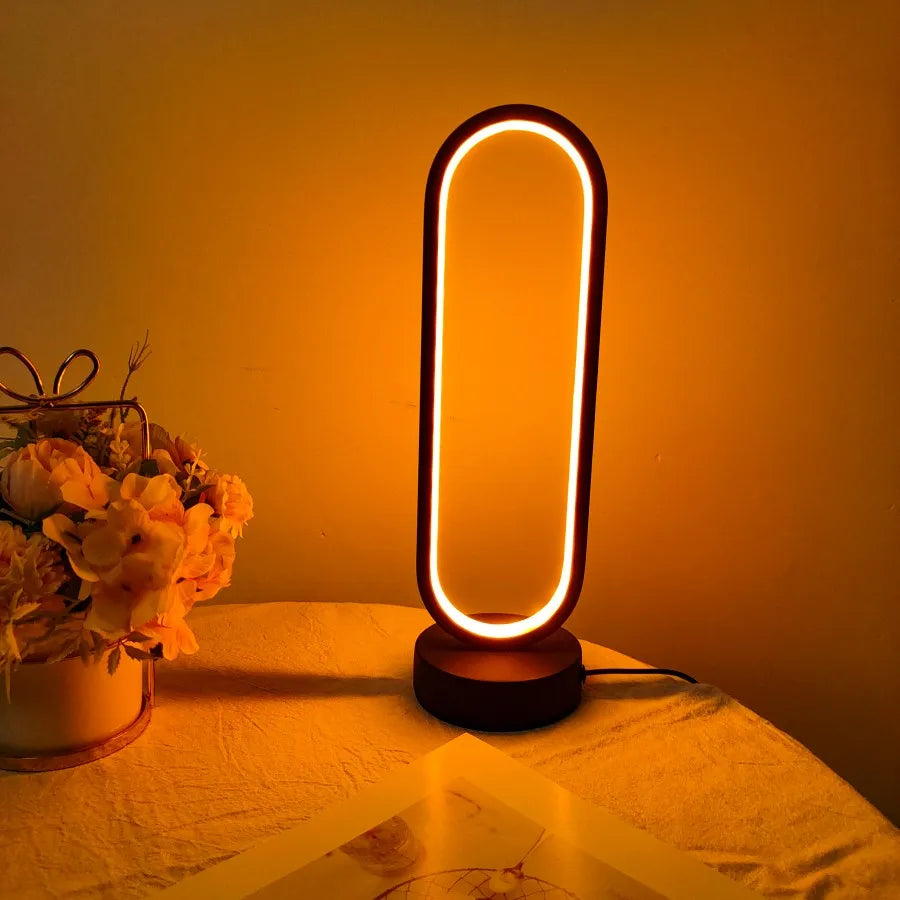 1PC Lamp Bedroom Ring Lamp Living Room Three-color Dimming Bedside Lamp LED Night Light