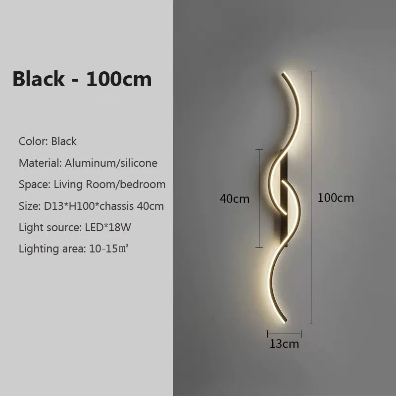 Modern Minimalist LED Wall Lamp – Long-Strip Wall Sconce for Bedroom Headboard & Living Room Sofa Wall