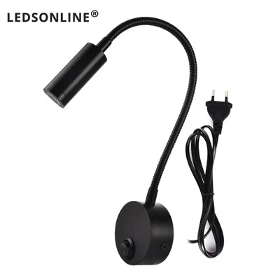 3W LED Wall-Mounted Reading Lamp – Bedside Book Light with Plug-In Cord for Study & Bedroom