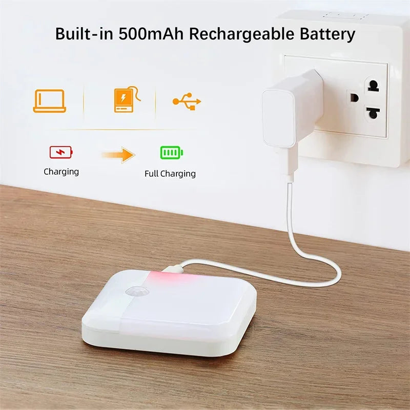 Motion Sensor Light Led Usb TYPE-C Charging Square Lamp for Bedroom Kitchen Stair Hallway Wardrobe Cupboard Lighting Night Light