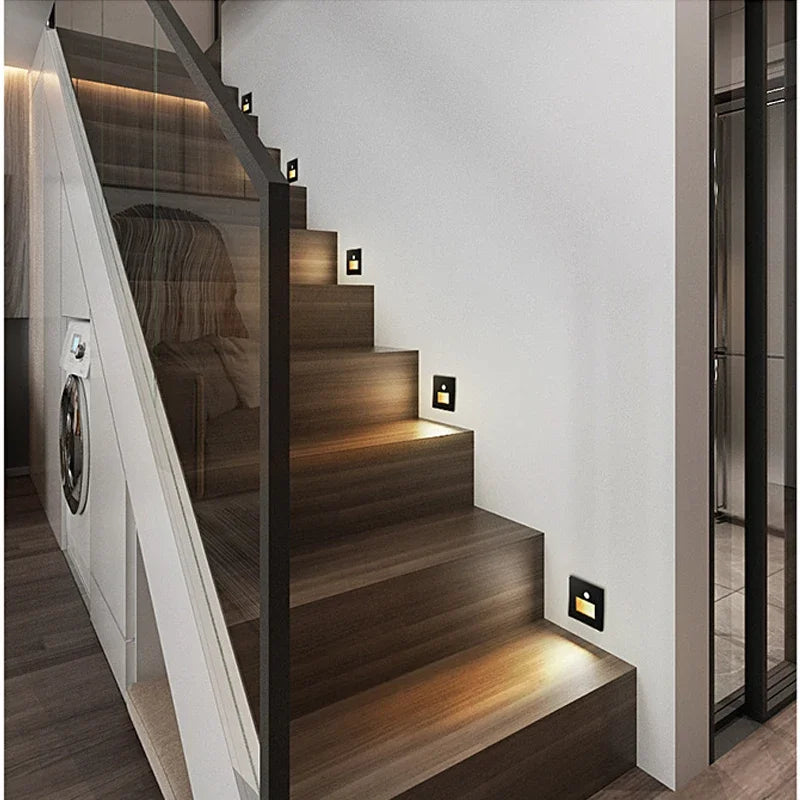 PIR Motion Detector Light Sensor LED Lights AC 110V-220V Recessed Staircase Bedroom Wall Lamp LED Night Light