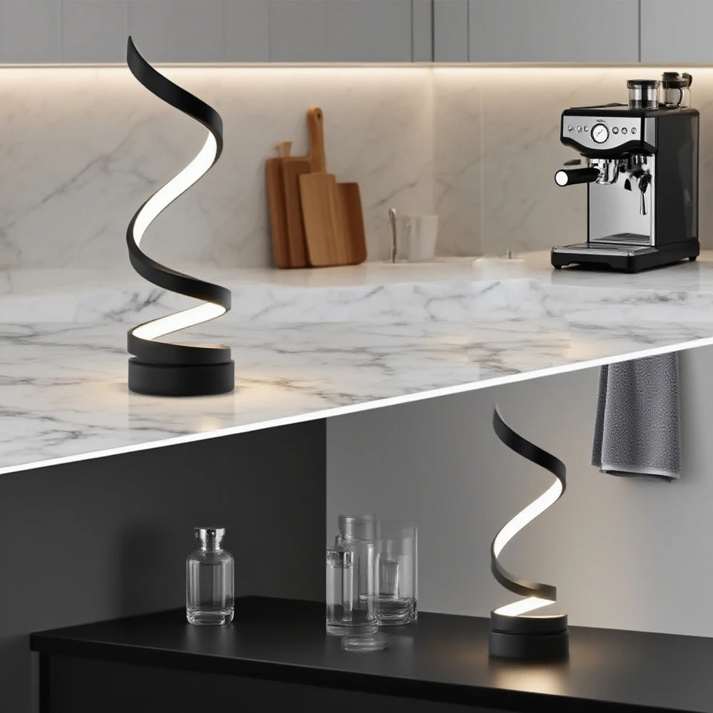 LED Spiral Dimmable Table Lamp Suitable for Living Room Bedroom Study Adjustable Brightness Bedside Lamp for Office and Home Use