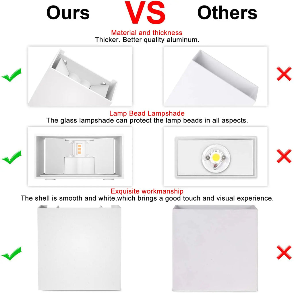 LED Wall Sconces 6W Modern Indoor Outdoor IP65 Wall Lamp, Up Down Wall Mount Lights for Living Room Hallway Bedroom