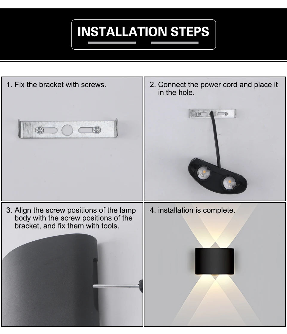 Up and Down LED Wall Lamp Waterproof Interior Wall Light For Bedroom Living Room Corridor Indoor Outdoor Lighting