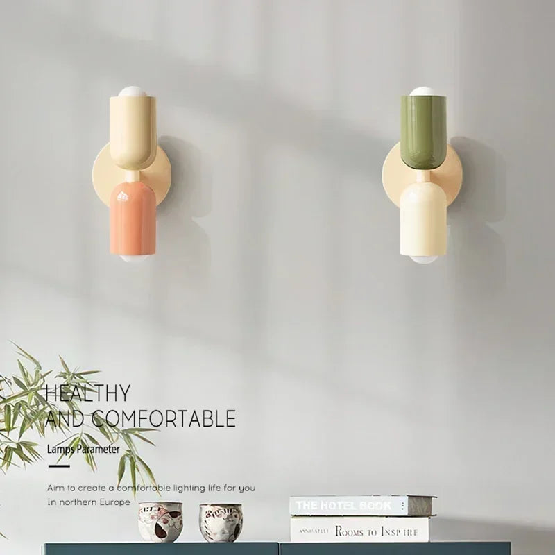 Colorful Macaron Wall Lamp – Nordic LED Wall Light for Kids Room, Corridor & Living Room Decor