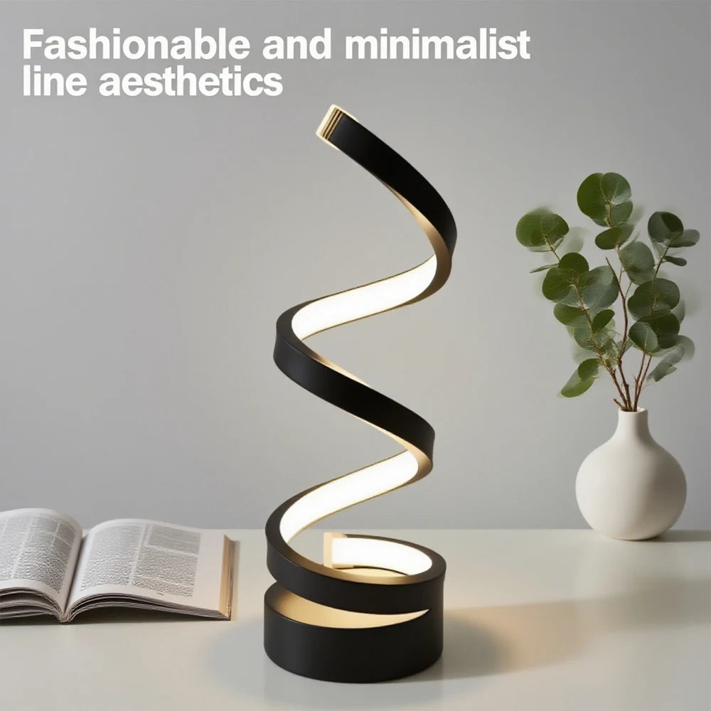LED Spiral Dimmable Table Lamp Suitable for Living Room Bedroom Study Adjustable Brightness Bedside Lamp for Office and Home Use