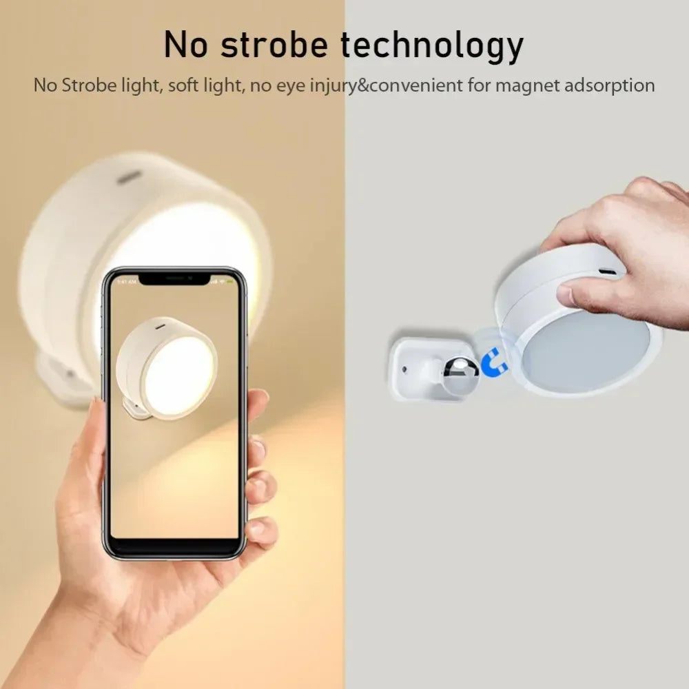 LED Magnetic Wall Sconce Lights,Rechargeable Dimmable Wall Mounted Lights with Remote, 360° Rotation Wall Mount Lamp for Bedroom