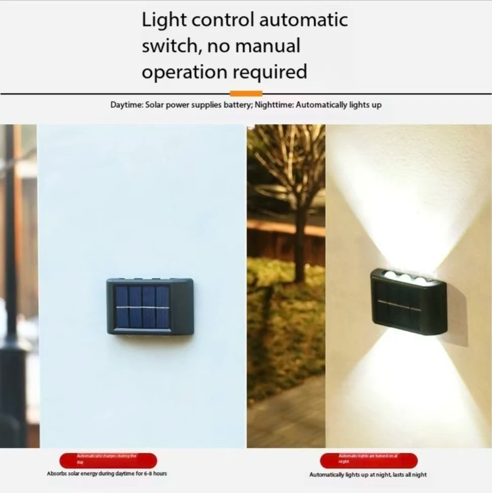 Solar LED Outdoor Wall Light Waterproof Dusk to Dawn Fence Lamp for Garden Yard Porch Pathway Patio Home Decor